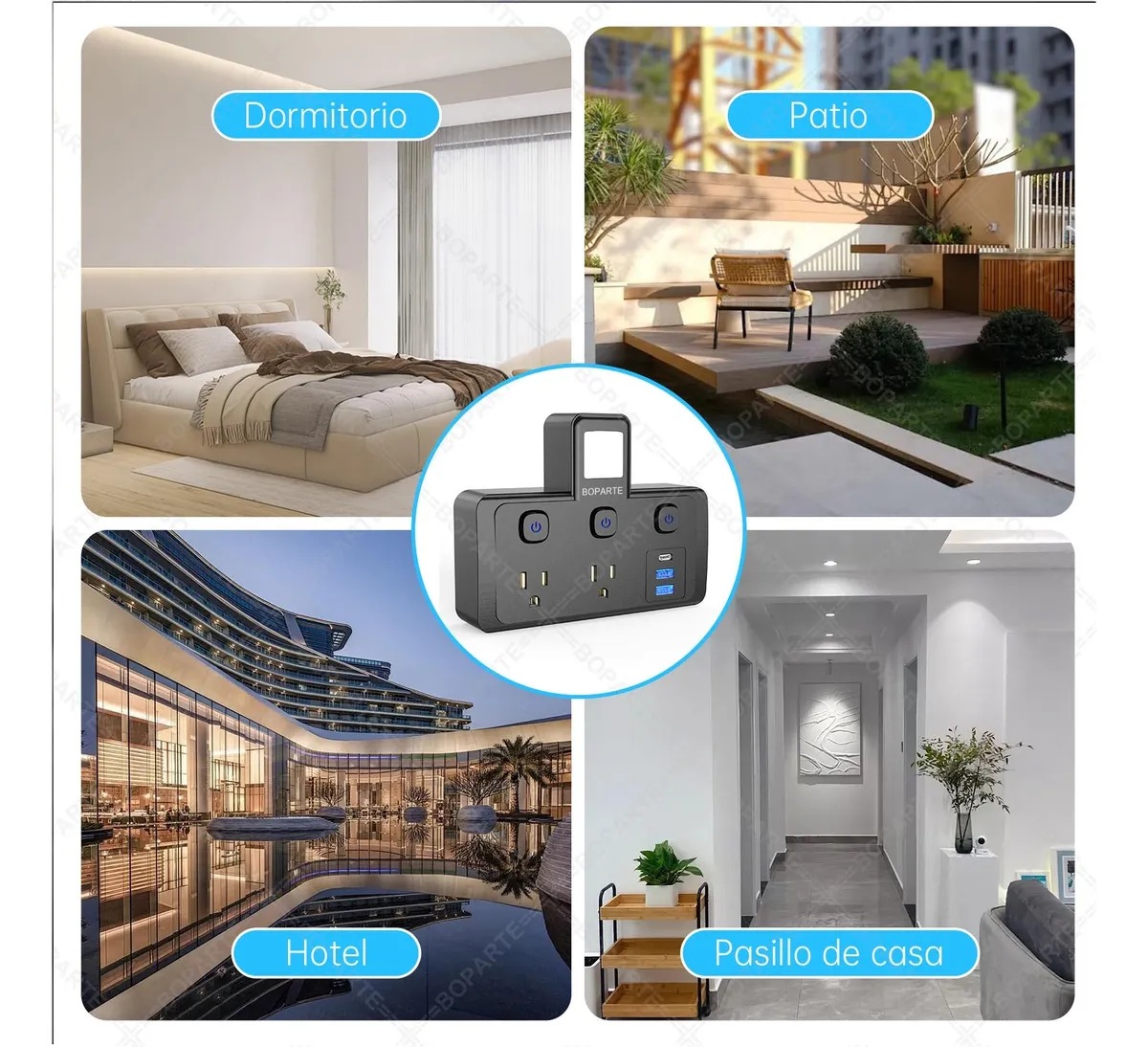 Multicontactos Usb, Interruptor Independiente Y Luz Nocturna